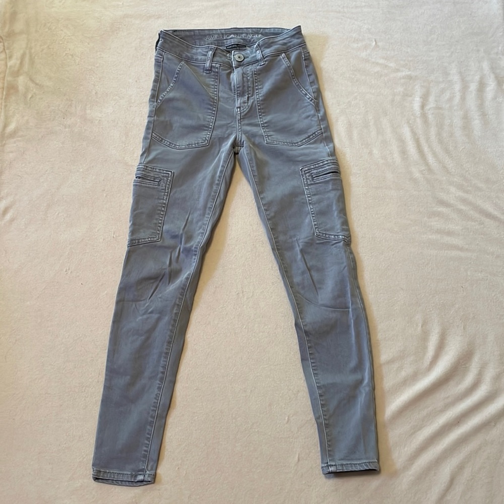 Grey American Eagle Ne(x)t Level High-Waisted Jegging with Side Pockets